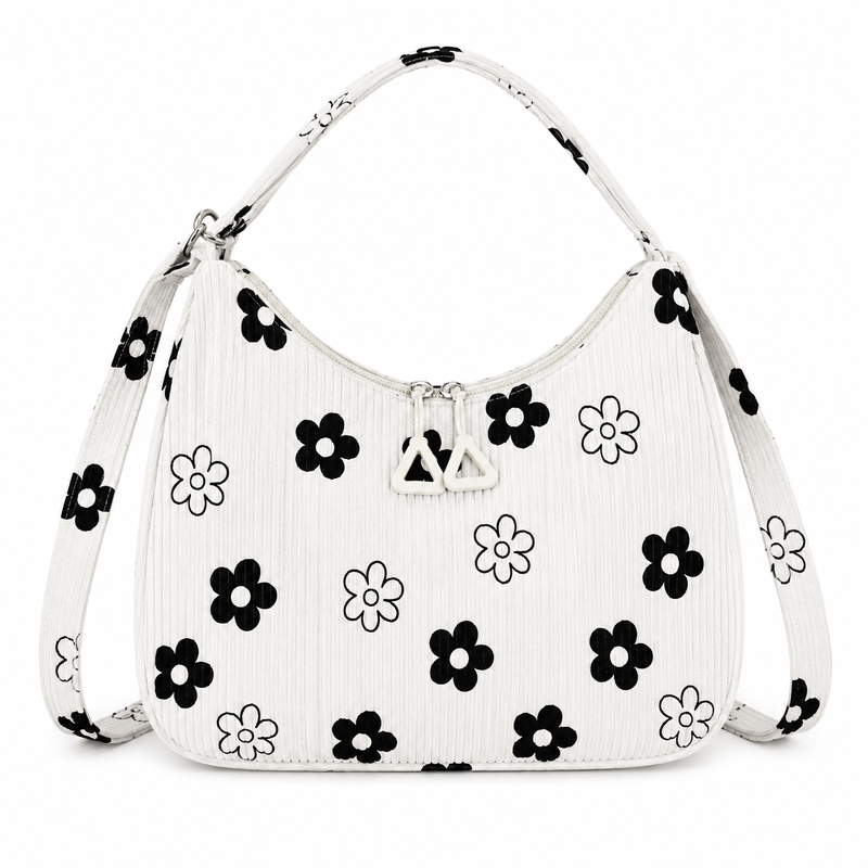 Sac Cabas Hobo Velours Côtelé Imprimé Retro
