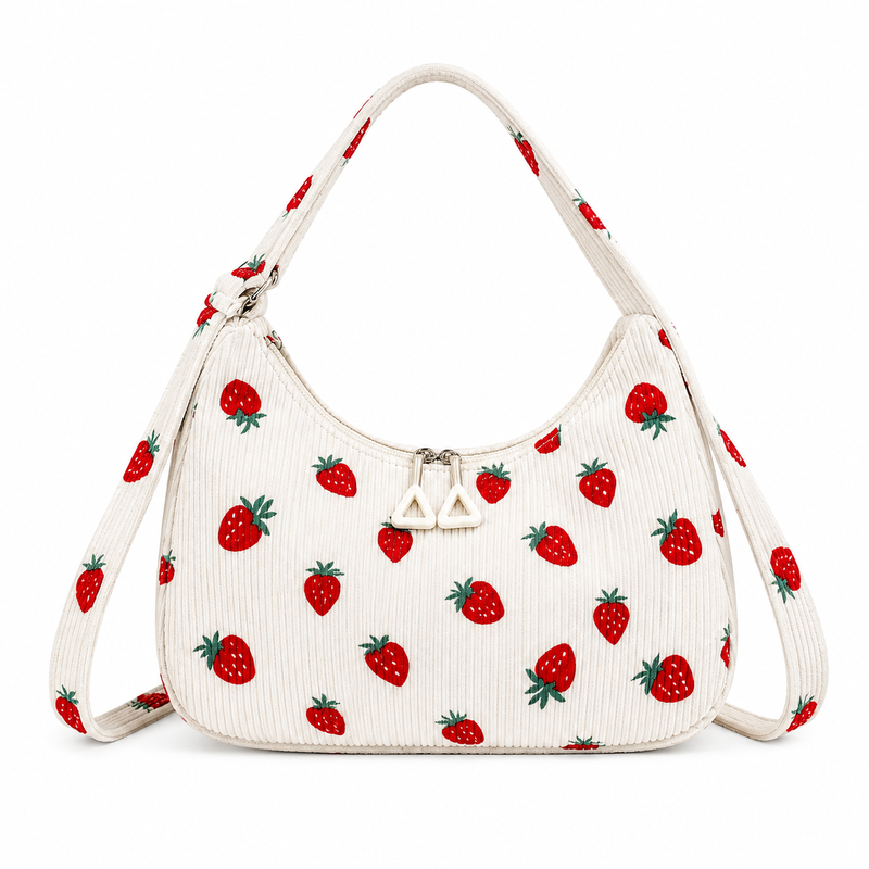 Sac Cabas Hobo Velours Côtelé Imprimé Retro
